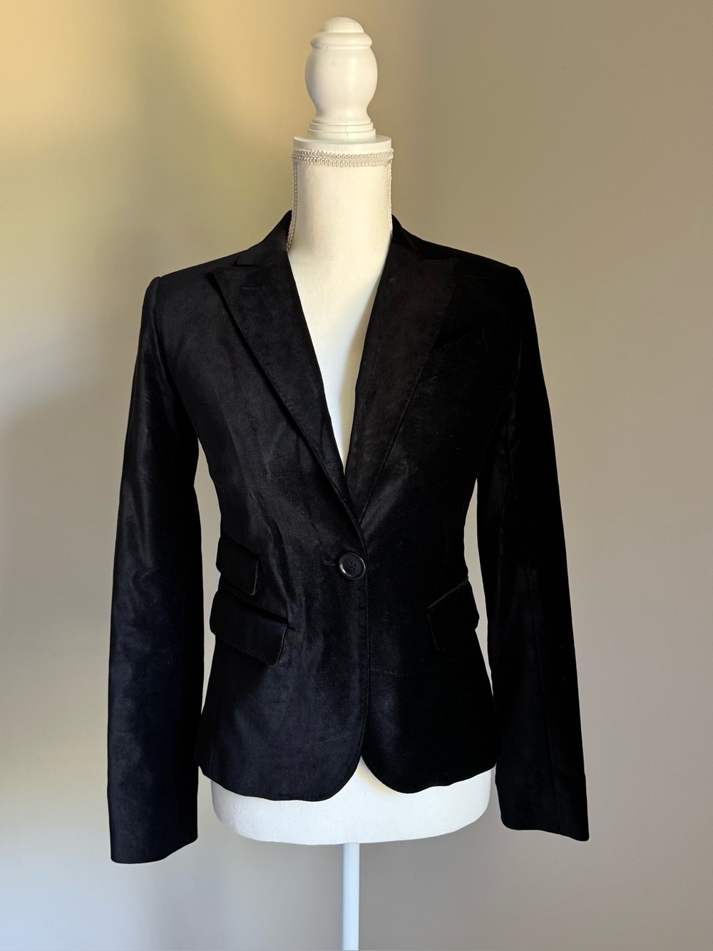 MAX STUDIO Black Velvet Single Button Blazer Jacket Coat Sz 0